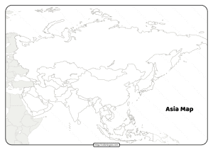 Printable Blank Map of Asia Countries Worksheet