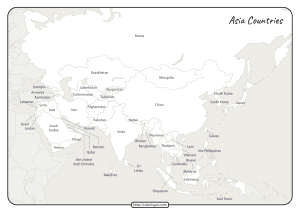 Printable Map of Asia Countries Pdf Worksheet