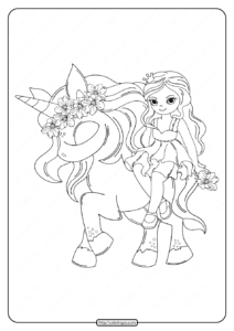 Printable Barbie and Unicorn Coloring Pages