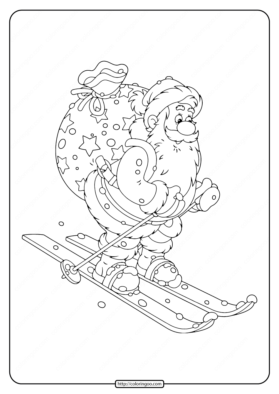 santa claus with a bag of gifts coloring pages
