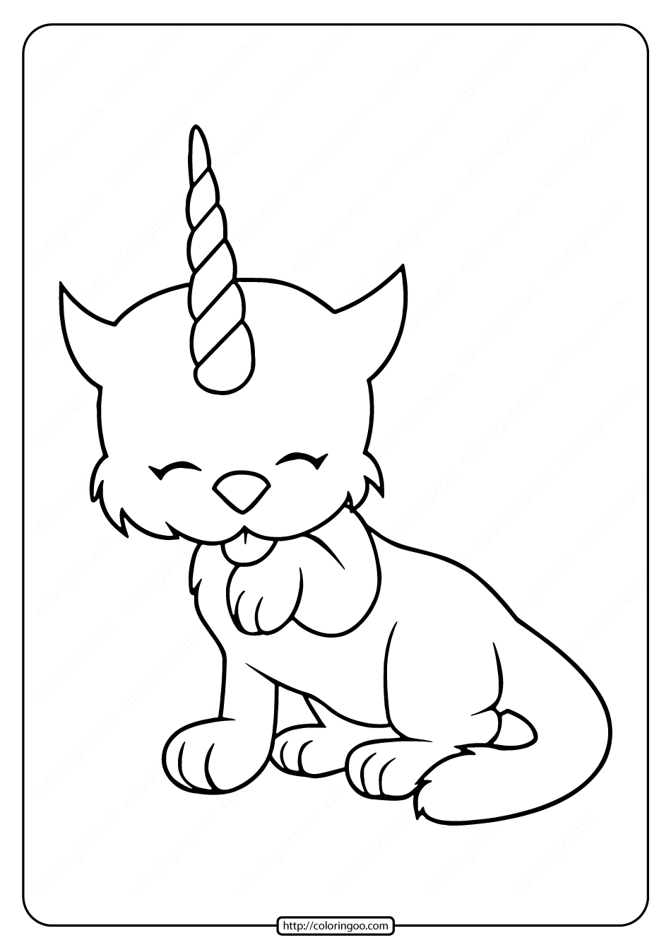 Printable Unicorn Kitty Coloring Pages