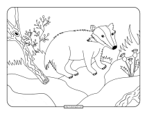 badger in the forest coloring page