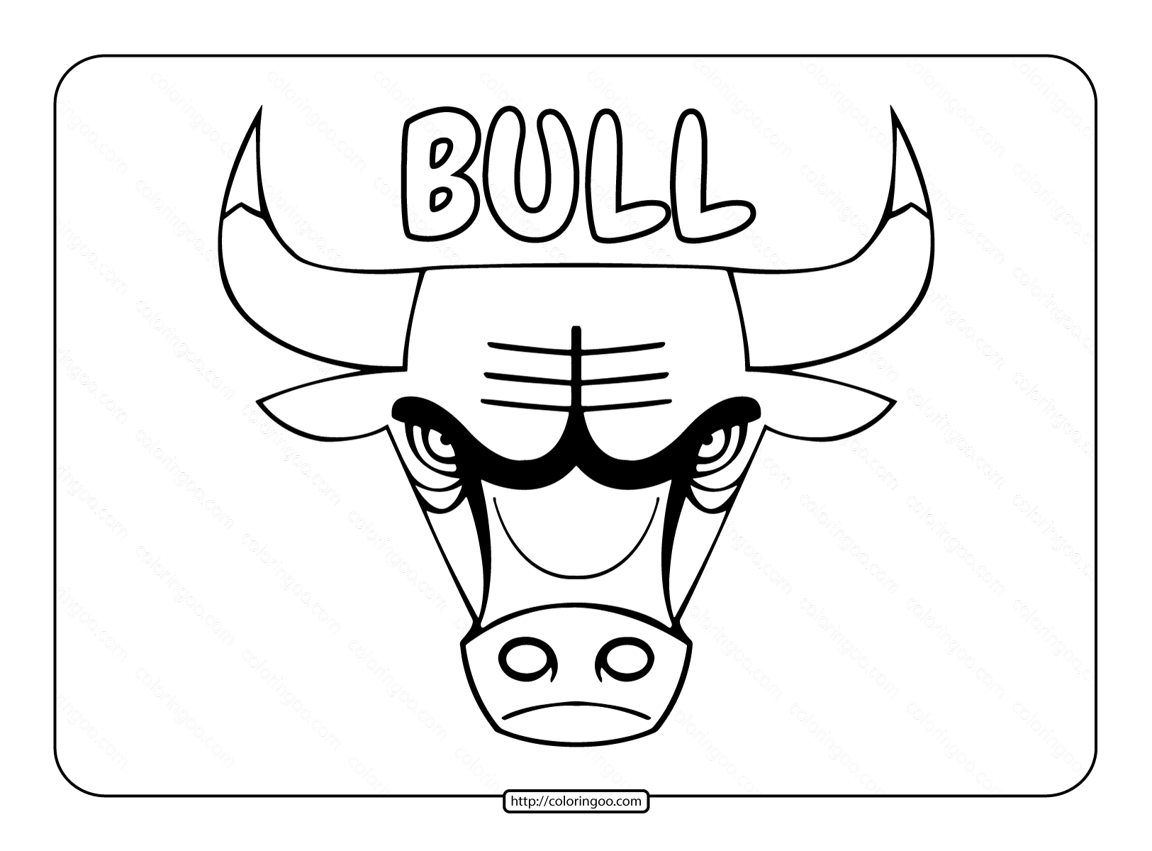 bull head outline coloring page