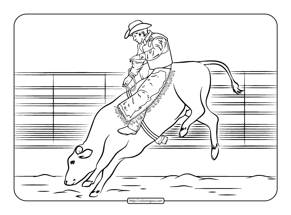 bull rider coloring page