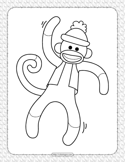 capped monkey coloring page 1