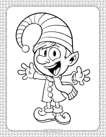 christmas elf with a big hat coloring page