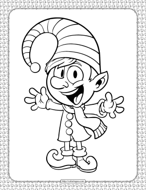 Christmas Elf with a Big Hat Coloring Page