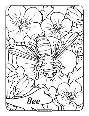 Free Printable Adult Bee Coloring Page 1