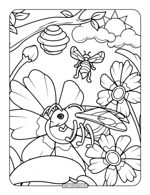 Free Printable Adult Bee Coloring Page 2