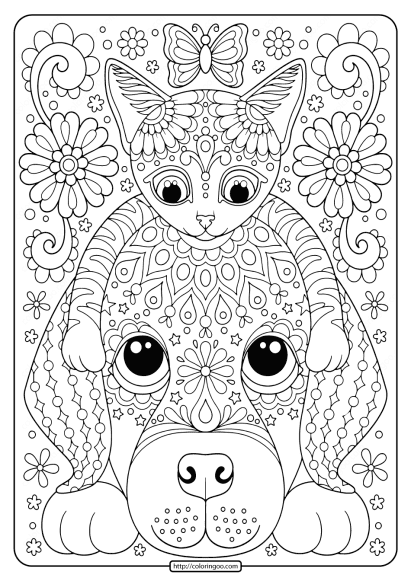 free printable cat and dog coloring pages