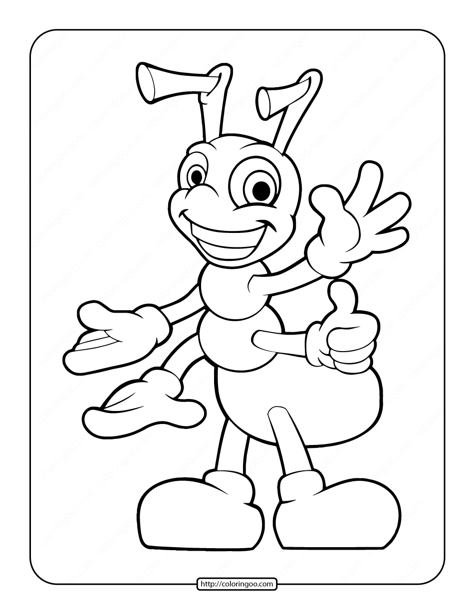 free printable cute ant coloring pages