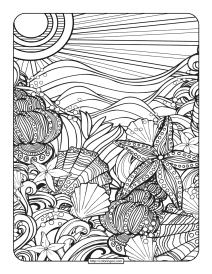 Free Printables Beach Coloring Page for Adults