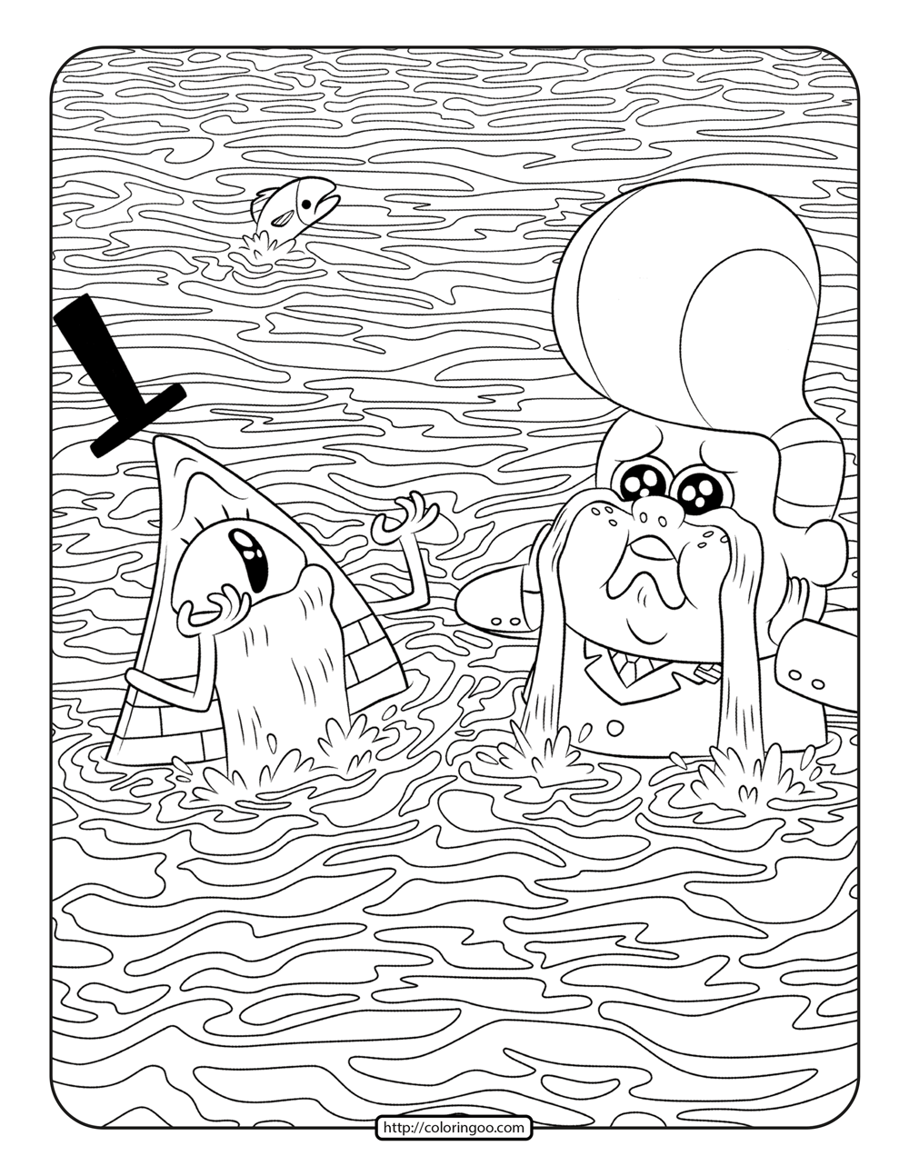 Gideon Gleeful and Bill Cipher Crying Coloring Page