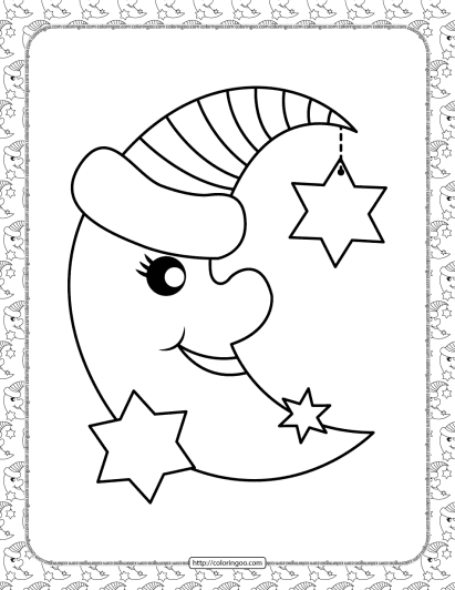 happy moon coloring page