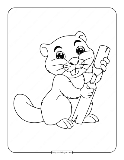 little cute beaver coloring page