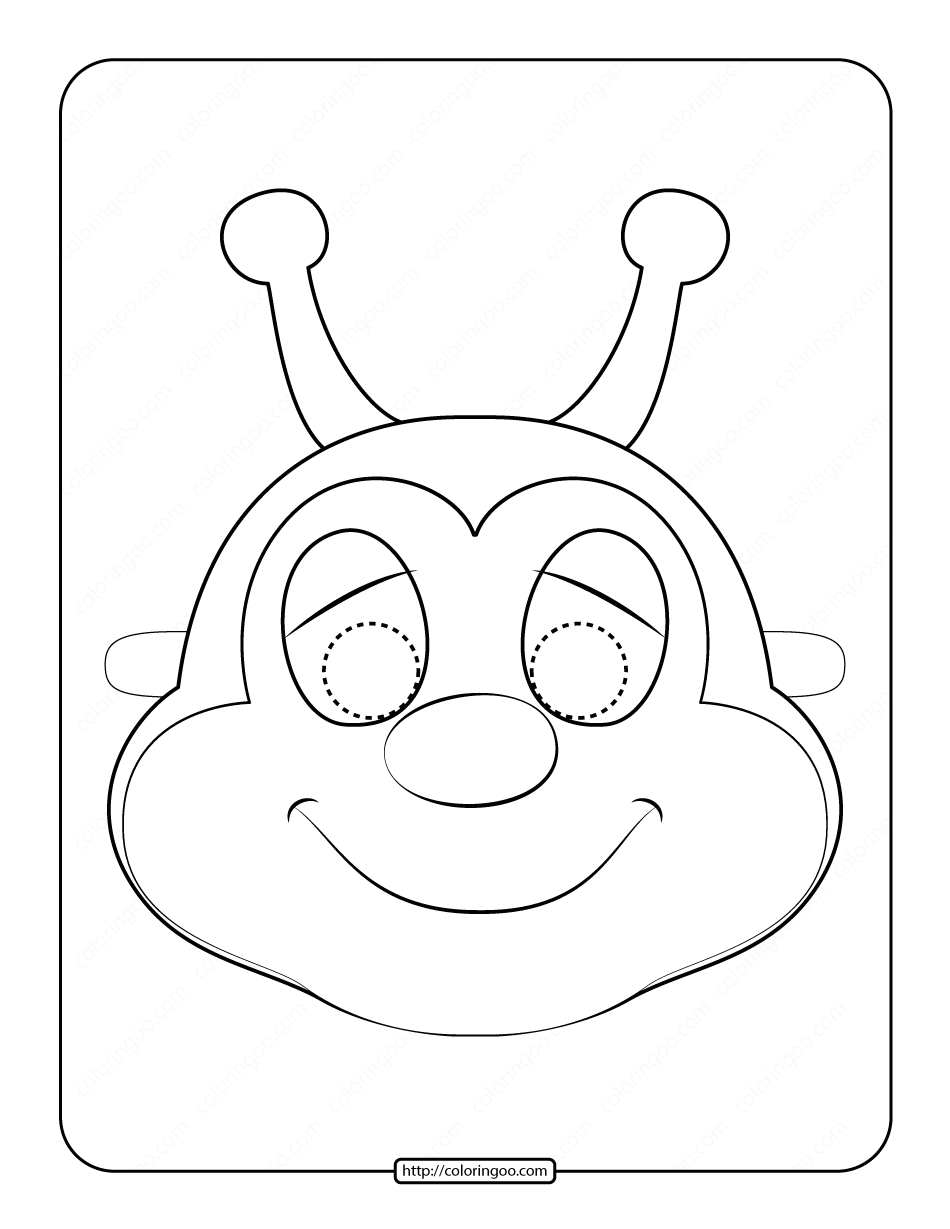 printable bee mask outline coloring page