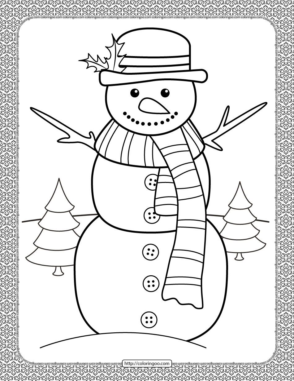 winter snowman coloring page