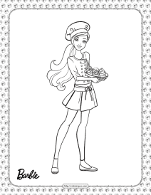 chef barbie coloring page