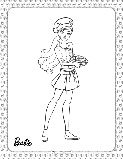 chef barbie coloring page