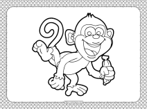 happy monkey coloring page