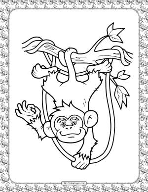 Monkey in the Branch Coloring Page