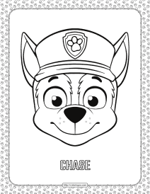 paw patrol cartoon chase head coloring page