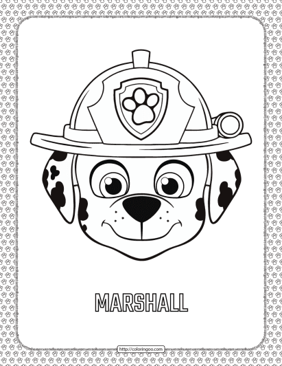 paw patrol cartoon marshall head coloring page