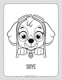 paw patrol cartoon skye head coloring page