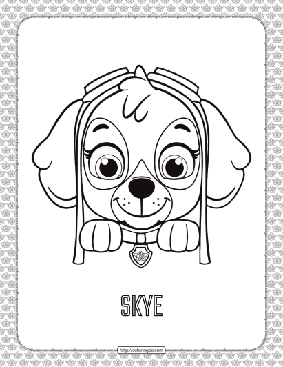 paw patrol cartoon skye head coloring page