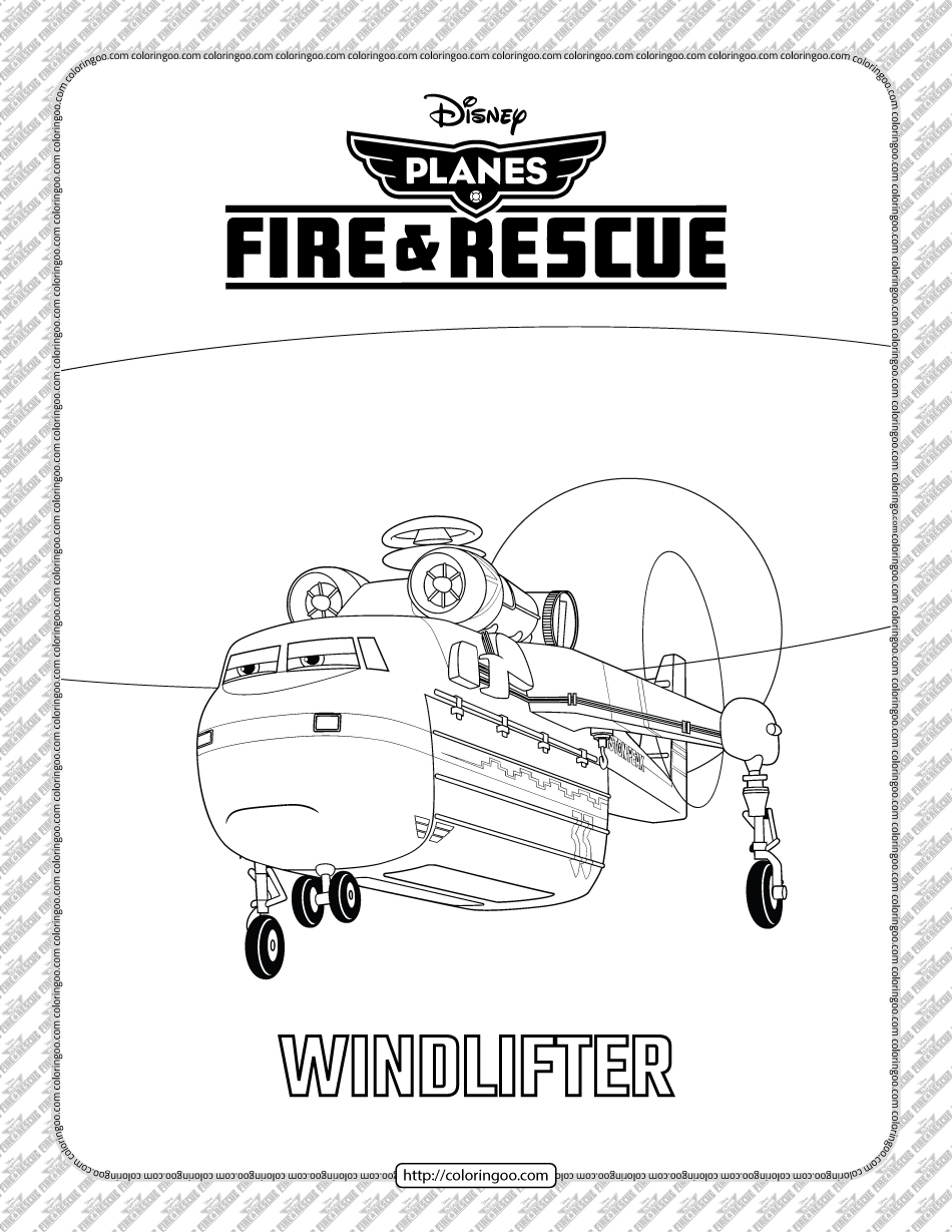 planes fire and rescue windlifter coloring page