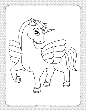 Printable Cute Winged Unicorn Coloring Page