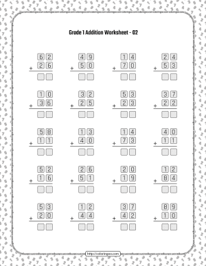 Printable Grade 1 Addition Worksheet 02