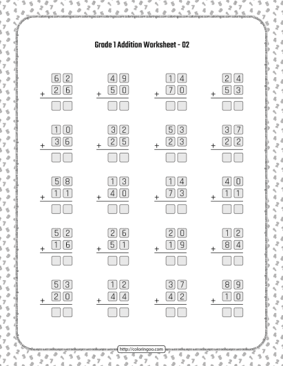 printable grade 1 addition worksheet 02