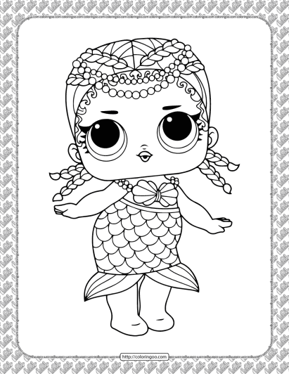 printable lol doll merbaby coloring page