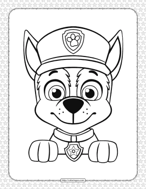 Printable Paw Patrol Chase Head Coloring Page
