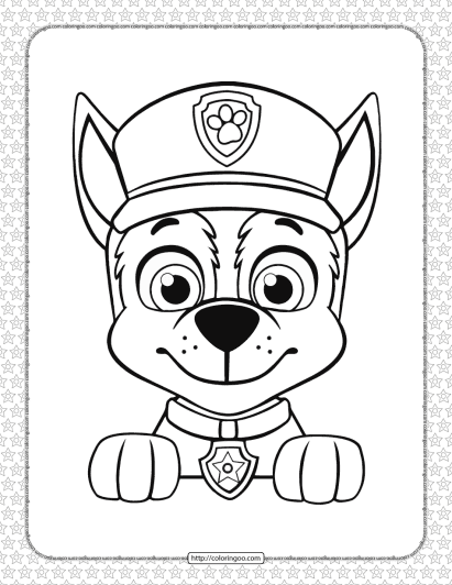 printable paw patrol chase head coloring page