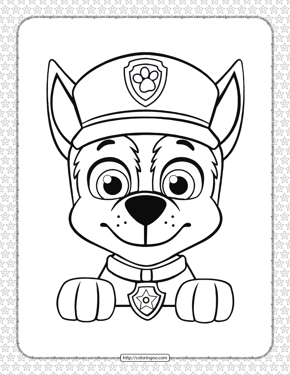 Printable Paw Chase Head Coloring Page