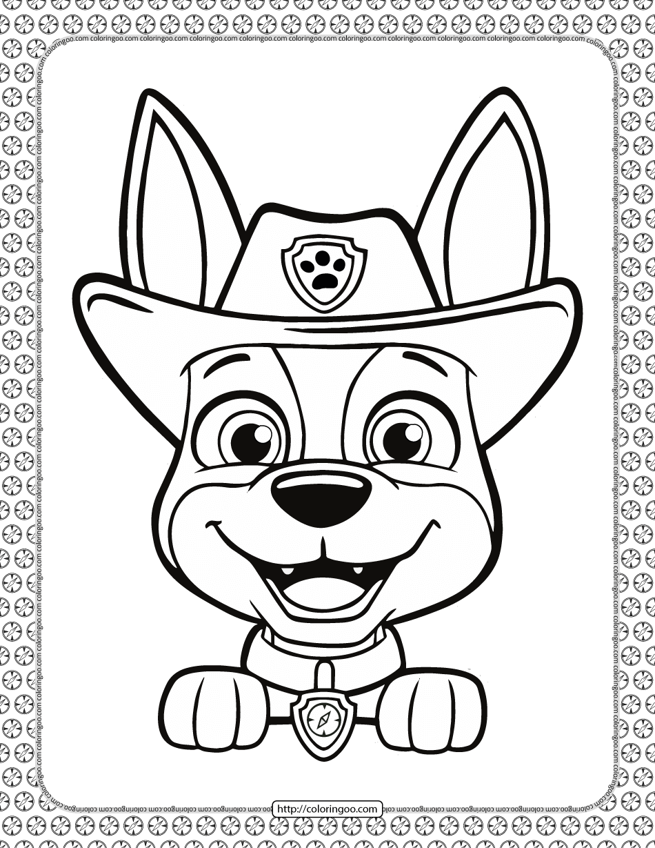 printable paw patrol tracker head coloring page