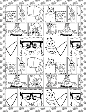 printable spongebob and friends coloring sheet