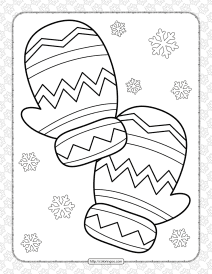 snow gloves coloring page for kids