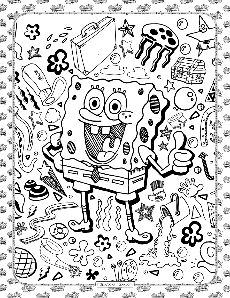 spongebob hand drawn coloring pages
