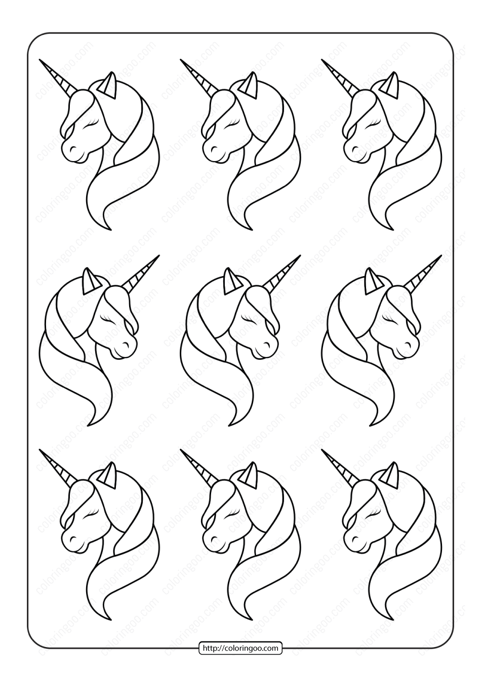 Unicorn Pattern Coloring Page