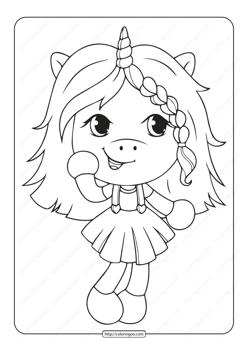 unicorn girl coloring pages