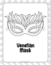 Venetian Mask Coloring Page