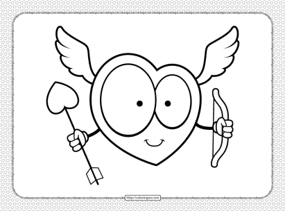 cupid heart pdf coloring page