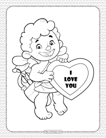 Cupid Holding a Heart Coloring Page