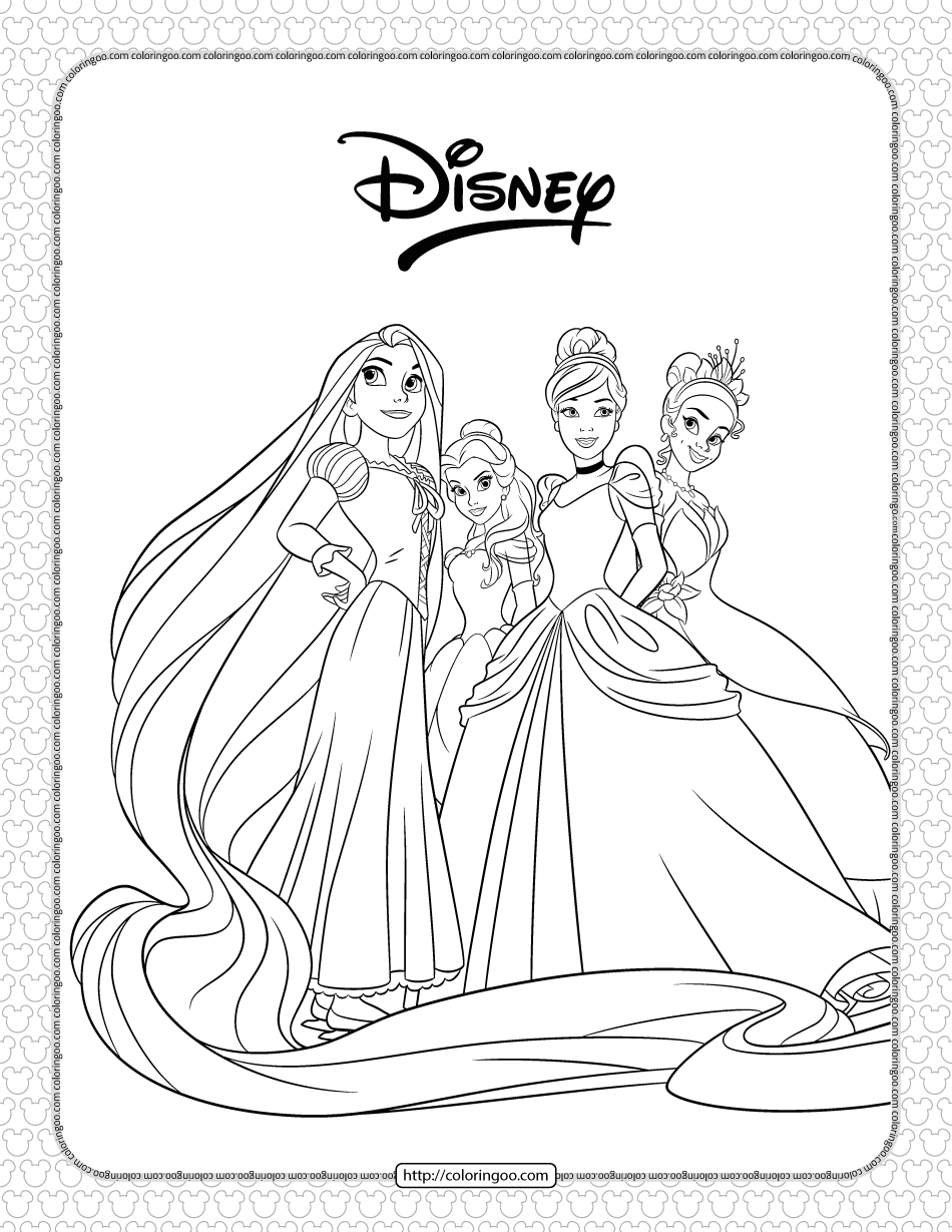 disney princesses pdf coloring page