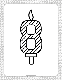 eighth year birthday candle outline coloring page