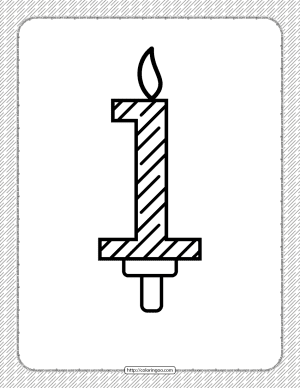 First Year Birthday Candle Outline Coloring Page