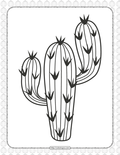 free printable cactus pdf coloring page